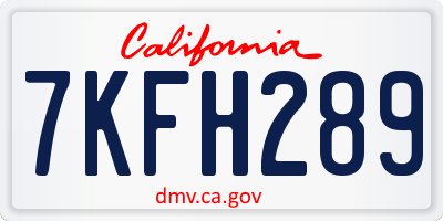 CA license plate 7KFH289