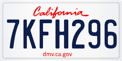 CA license plate 7KFH296
