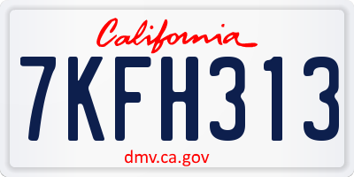 CA license plate 7KFH313