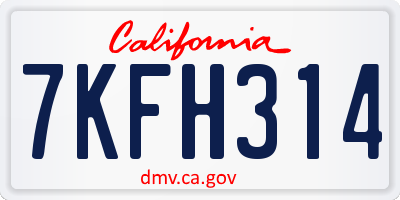 CA license plate 7KFH314