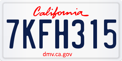 CA license plate 7KFH315