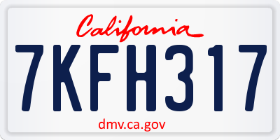CA license plate 7KFH317