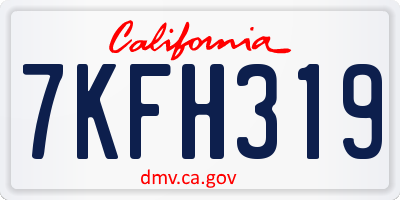 CA license plate 7KFH319