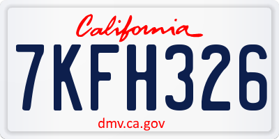 CA license plate 7KFH326