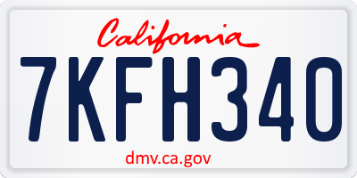 CA license plate 7KFH340