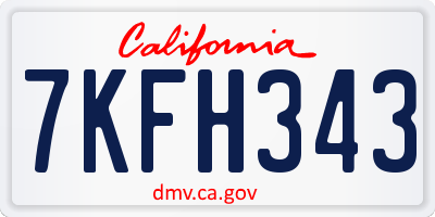 CA license plate 7KFH343