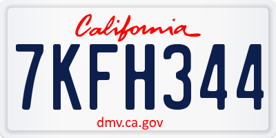 CA license plate 7KFH344