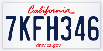 CA license plate 7KFH346