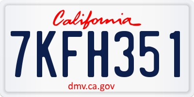 CA license plate 7KFH351