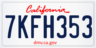 CA license plate 7KFH353
