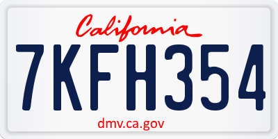 CA license plate 7KFH354