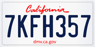 CA license plate 7KFH357
