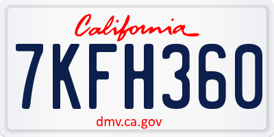 CA license plate 7KFH360