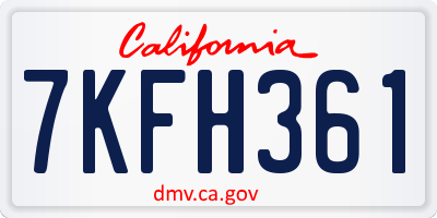 CA license plate 7KFH361