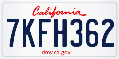 CA license plate 7KFH362