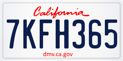 CA license plate 7KFH365