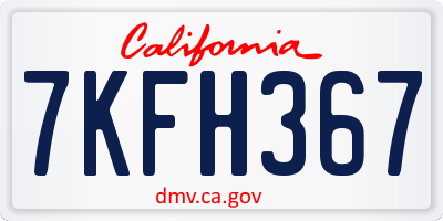 CA license plate 7KFH367