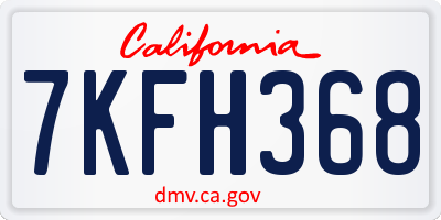 CA license plate 7KFH368