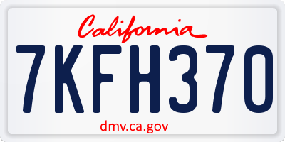 CA license plate 7KFH370