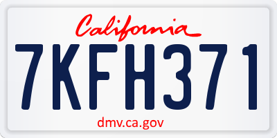 CA license plate 7KFH371