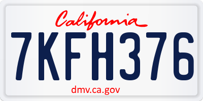 CA license plate 7KFH376