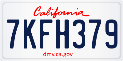 CA license plate 7KFH379