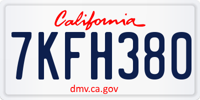 CA license plate 7KFH380