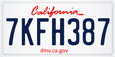 CA license plate 7KFH387