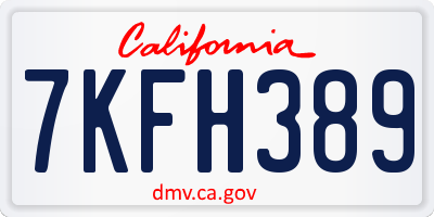 CA license plate 7KFH389
