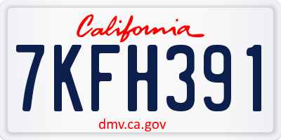 CA license plate 7KFH391
