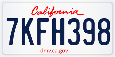 CA license plate 7KFH398