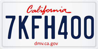 CA license plate 7KFH400