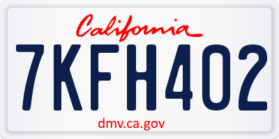 CA license plate 7KFH402