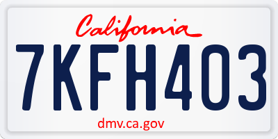 CA license plate 7KFH403