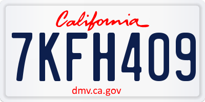 CA license plate 7KFH409