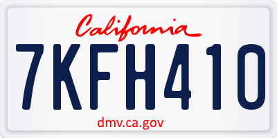 CA license plate 7KFH410