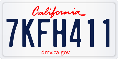 CA license plate 7KFH411