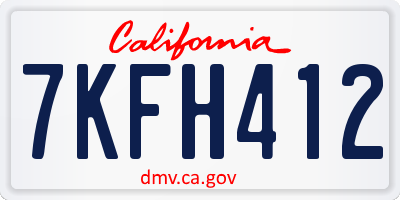 CA license plate 7KFH412