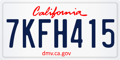 CA license plate 7KFH415