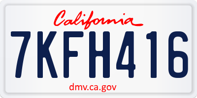 CA license plate 7KFH416