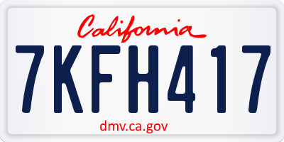 CA license plate 7KFH417