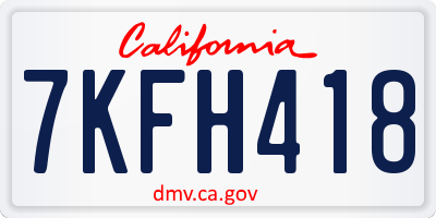 CA license plate 7KFH418