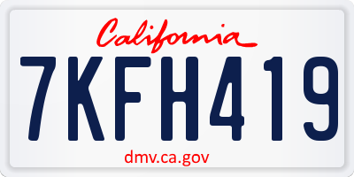 CA license plate 7KFH419