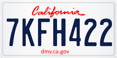 CA license plate 7KFH422