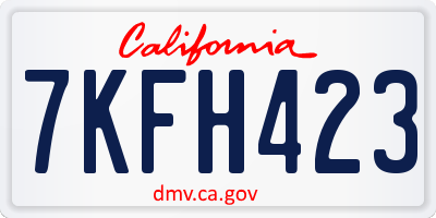 CA license plate 7KFH423