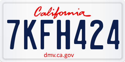 CA license plate 7KFH424
