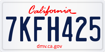 CA license plate 7KFH425