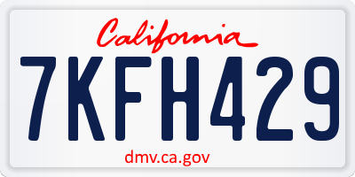CA license plate 7KFH429