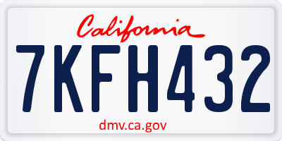 CA license plate 7KFH432