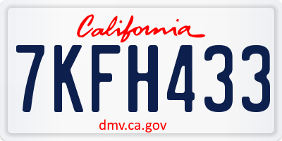 CA license plate 7KFH433